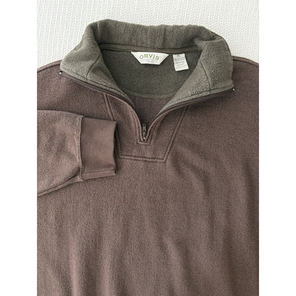 Orvis Quarter Zip Pullover Men's Long Sleeve Brown XL With Pants 2pc Set